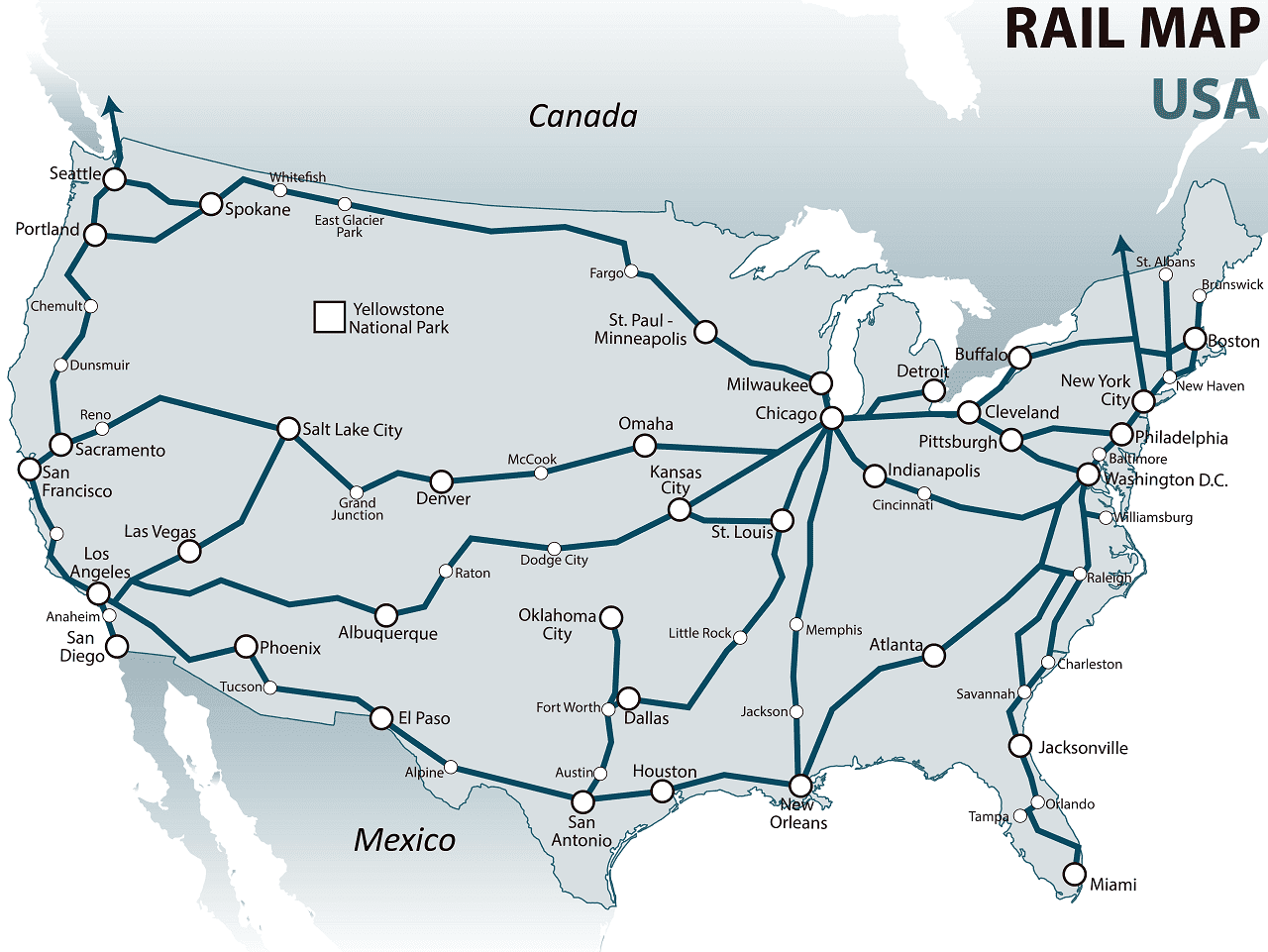 Rail Map Of Usa